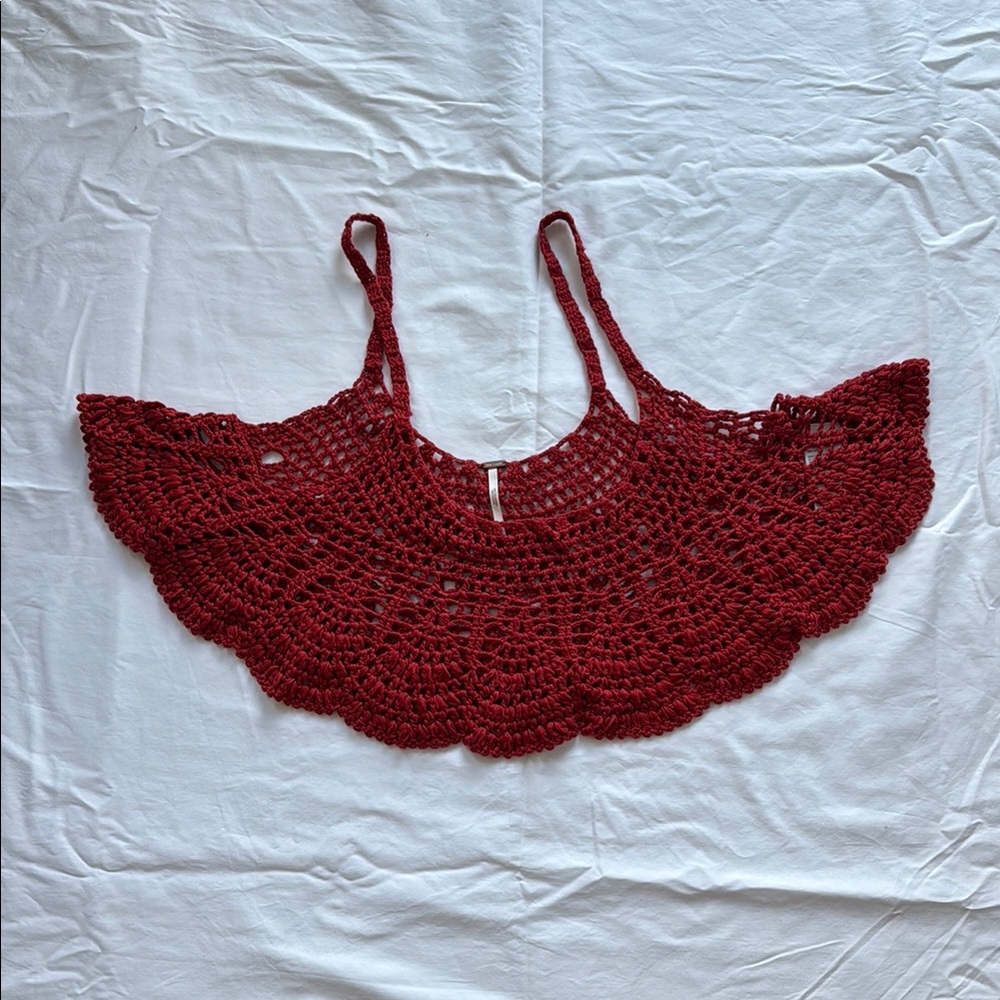 Free People Red Crochet Crop Top - L